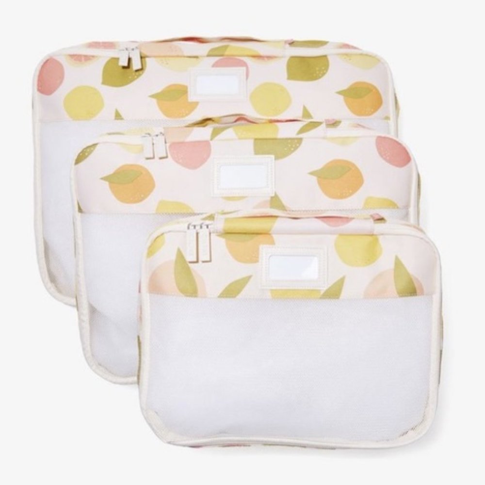 Calpak Peach & Lemon Pattern Packing Cube Set